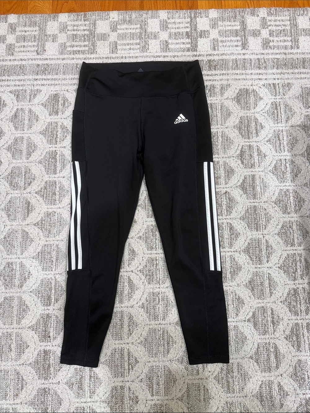 adidas Black Leggings with White Side Stripes